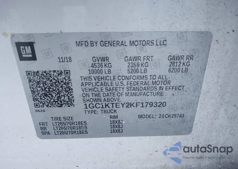 2019 Chevrolet Silverado 2500Hd Ltz from USA, damaged, VIN 1GC1KTEY2KF179320
